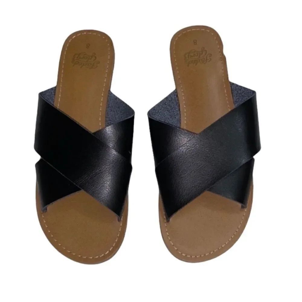 Faded Glory Black Sandals(Size 8)